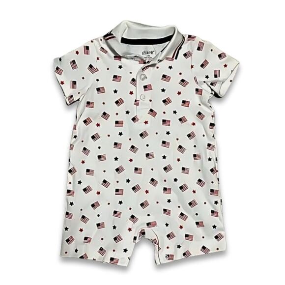 Little Me Star Spangled Spirit One Piece Polo Collar Slip On Multicolor 3 NWOT - Picture 2 of 8